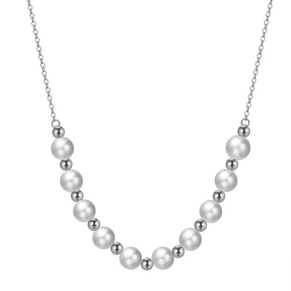 $129 NEW - .925 Sterling Silver Freshwater Pearl Beaded Necklace